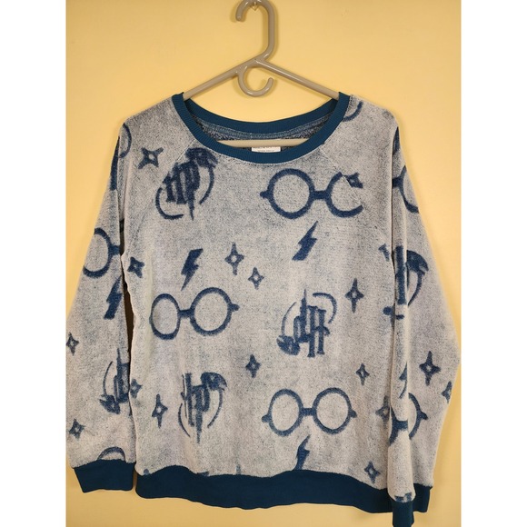Other - Wizarding World Harry Potter Blue Fuzzy Fleece Top Sleepwear Sz M